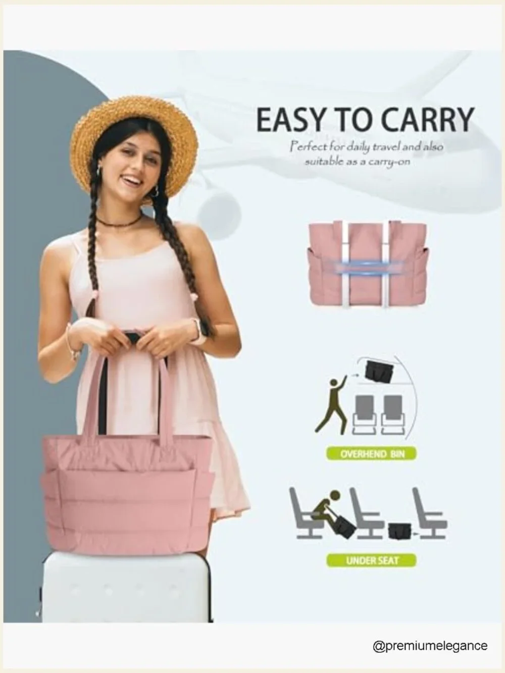 Quilted Puffer Tote Bag for Women, Lightweight Laptop Shoulder Handbag Work